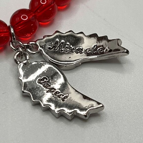 Kirks Folly Expect Miracles Angel Wing SIlver & Red Necklace - Picture 6 of 6